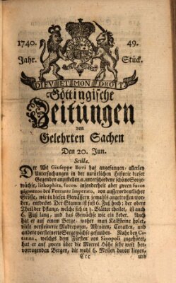 Göttingische Zeitungen von gelehrten Sachen Montag 20. Juni 1740