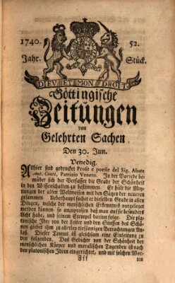 Göttingische Zeitungen von gelehrten Sachen Donnerstag 30. Juni 1740