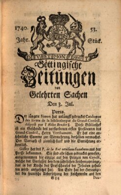 Göttingische Zeitungen von gelehrten Sachen Sonntag 3. Juli 1740