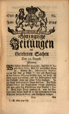 Göttingische Zeitungen von gelehrten Sachen Montag 29. August 1740