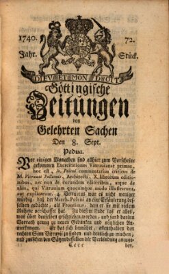 Göttingische Zeitungen von gelehrten Sachen Donnerstag 8. September 1740