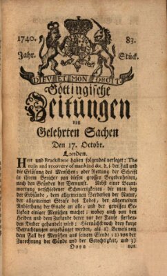 Göttingische Zeitungen von gelehrten Sachen Montag 17. Oktober 1740