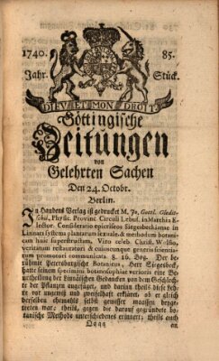 Göttingische Zeitungen von gelehrten Sachen Montag 24. Oktober 1740