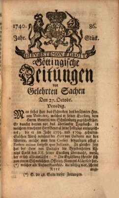 Göttingische Zeitungen von gelehrten Sachen Donnerstag 27. Oktober 1740