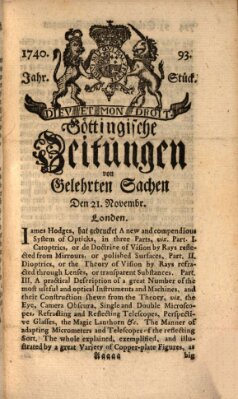 Göttingische Zeitungen von gelehrten Sachen Montag 21. November 1740