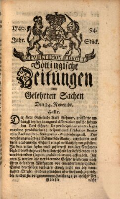 Göttingische Zeitungen von gelehrten Sachen Donnerstag 24. November 1740