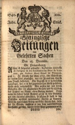 Göttingische Zeitungen von gelehrten Sachen Donnerstag 15. Dezember 1740