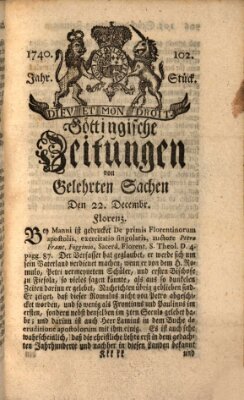 Göttingische Zeitungen von gelehrten Sachen Donnerstag 22. Dezember 1740