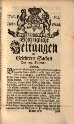 Göttingische Zeitungen von gelehrten Sachen Donnerstag 29. Dezember 1740