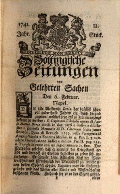 Göttingische Zeitungen von gelehrten Sachen Montag 6. Februar 1741