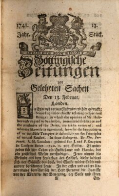 Göttingische Zeitungen von gelehrten Sachen Montag 13. Februar 1741