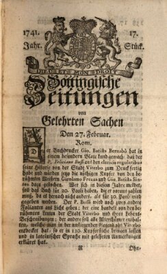 Göttingische Zeitungen von gelehrten Sachen Montag 27. Februar 1741