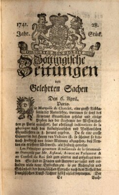 Göttingische Zeitungen von gelehrten Sachen Donnerstag 6. April 1741