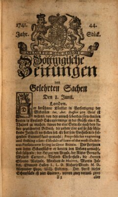 Göttingische Zeitungen von gelehrten Sachen Donnerstag 1. Juni 1741