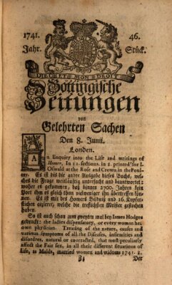 Göttingische Zeitungen von gelehrten Sachen Donnerstag 8. Juni 1741