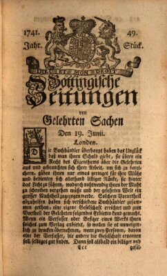 Göttingische Zeitungen von gelehrten Sachen Montag 19. Juni 1741