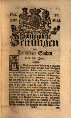 Göttingische Zeitungen von gelehrten Sachen Donnerstag 22. Juni 1741