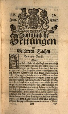 Göttingische Zeitungen von gelehrten Sachen Donnerstag 29. Juni 1741