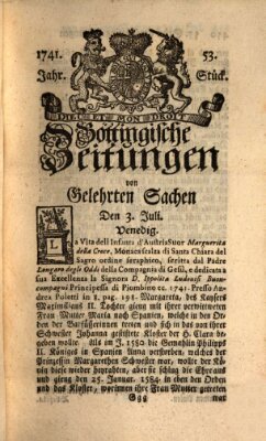 Göttingische Zeitungen von gelehrten Sachen Montag 3. Juli 1741