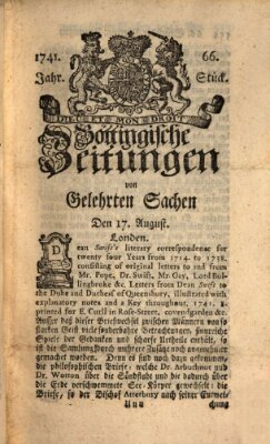 Göttingische Zeitungen von gelehrten Sachen Donnerstag 17. August 1741