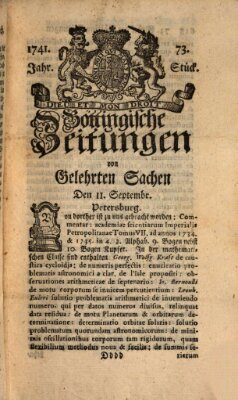 Göttingische Zeitungen von gelehrten Sachen Montag 11. September 1741