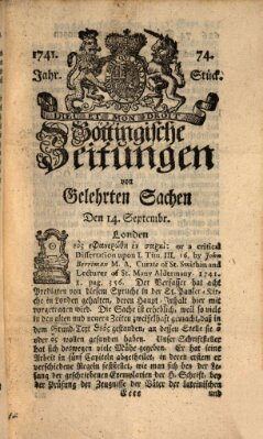 Göttingische Zeitungen von gelehrten Sachen Donnerstag 14. September 1741