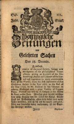 Göttingische Zeitungen von gelehrten Sachen Montag 18. Dezember 1741