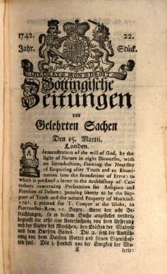 Göttingische Zeitungen von gelehrten Sachen Donnerstag 15. März 1742