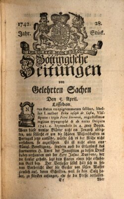 Göttingische Zeitungen von gelehrten Sachen Donnerstag 5. April 1742