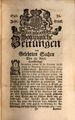 Göttingische Zeitungen von gelehrten Sachen Donnerstag 19. April 1742