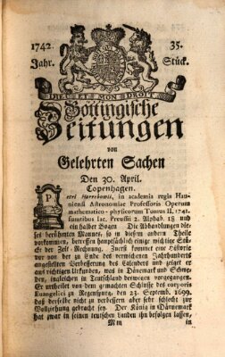 Göttingische Zeitungen von gelehrten Sachen Montag 30. April 1742