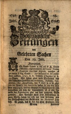 Göttingische Zeitungen von gelehrten Sachen Donnerstag 19. Juli 1742