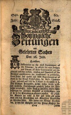 Göttingische Zeitungen von gelehrten Sachen Donnerstag 26. Juli 1742