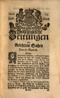 Göttingische Zeitungen von gelehrten Sachen Montag 10. September 1742