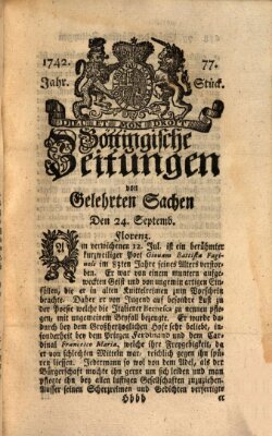 Göttingische Zeitungen von gelehrten Sachen Montag 24. September 1742