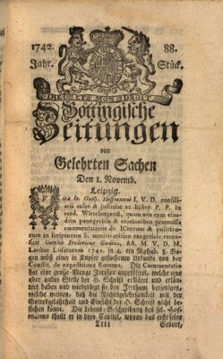 Göttingische Zeitungen von gelehrten Sachen Donnerstag 1. November 1742