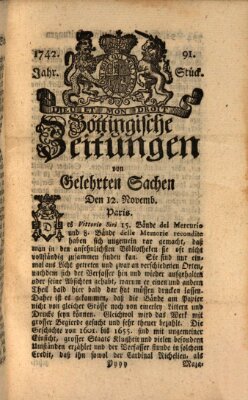 Göttingische Zeitungen von gelehrten Sachen Montag 12. November 1742