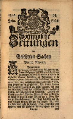 Göttingische Zeitungen von gelehrten Sachen Montag 19. November 1742