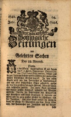 Göttingische Zeitungen von gelehrten Sachen Donnerstag 22. November 1742