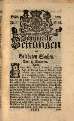 Göttingische Zeitungen von gelehrten Sachen Donnerstag 13. Dezember 1742