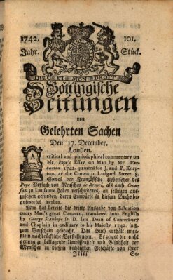 Göttingische Zeitungen von gelehrten Sachen Montag 17. Dezember 1742