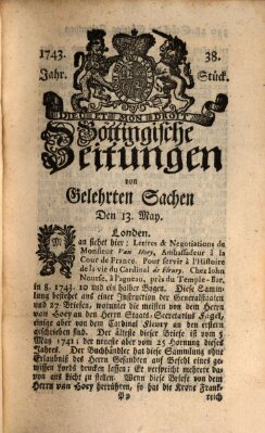 Göttingische Zeitungen von gelehrten Sachen Montag 13. Mai 1743