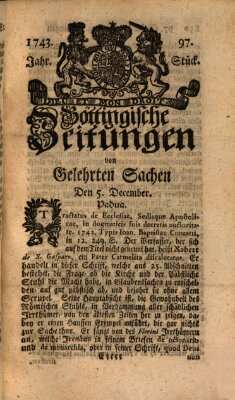 Göttingische Zeitungen von gelehrten Sachen Donnerstag 5. Dezember 1743