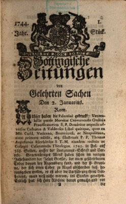 Göttingische Zeitungen von gelehrten Sachen Donnerstag 2. Januar 1744