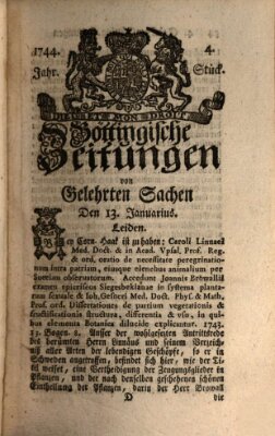 Göttingische Zeitungen von gelehrten Sachen Montag 13. Januar 1744