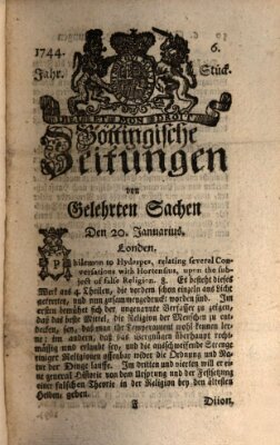 Göttingische Zeitungen von gelehrten Sachen Montag 20. Januar 1744