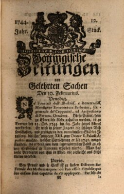 Göttingische Zeitungen von gelehrten Sachen Montag 10. Februar 1744