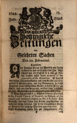 Göttingische Zeitungen von gelehrten Sachen Donnerstag 20. Februar 1744