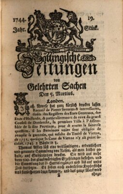 Göttingische Zeitungen von gelehrten Sachen Donnerstag 5. März 1744