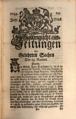 Göttingische Zeitungen von gelehrten Sachen Montag 23. März 1744